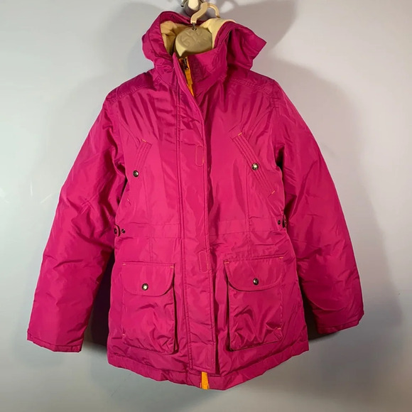 Lands end girls winter parka coat magenta pink down filled size XL 16 warm - Picture 1 of 14